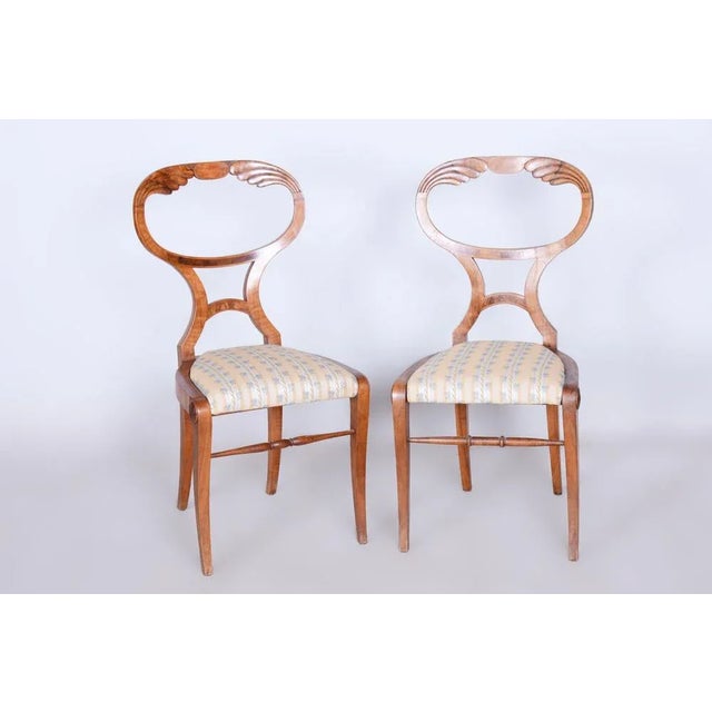 Beige Biedermeier Dining Chairs in Oak & Walnut, Vienna, Austria, 1820s, Set of 4 For Sale - Image 8 of 11