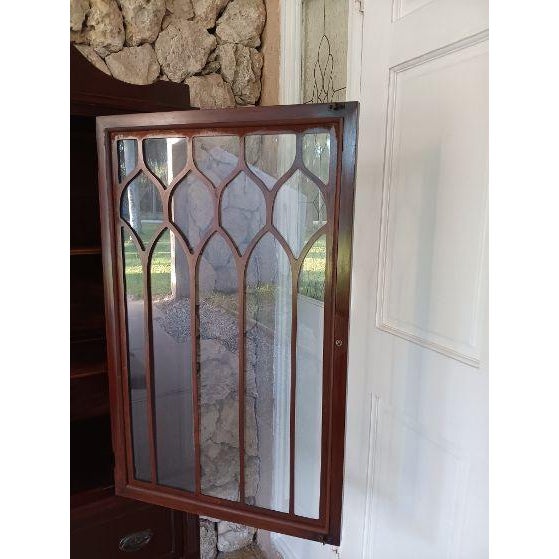 Brown Antique China Cabinet Hepplewhite Hutch Duncan Phyfe Style For Sale - Image 8 of 10