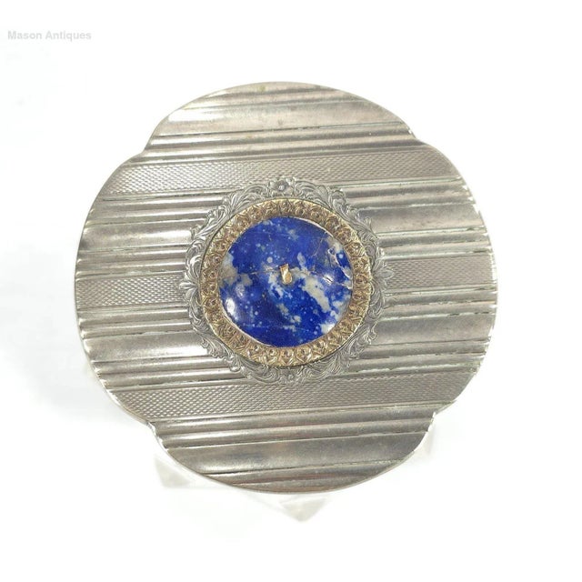 Fratelli Broggi Milan Italy 800 Silver & Gold & Lapis Lazuli Art Deco Dresser Set For Sale - Image 12 of 16