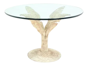Mid-Century Modern Painted Cast Aluminum Banana Leaf Base Center Table