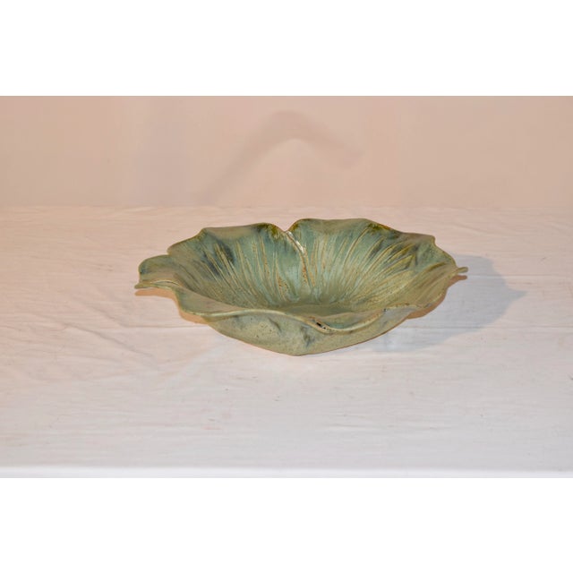 Folk Art Hand Thrown Pottery Floral Bowl For Sale - Image 3 of 7