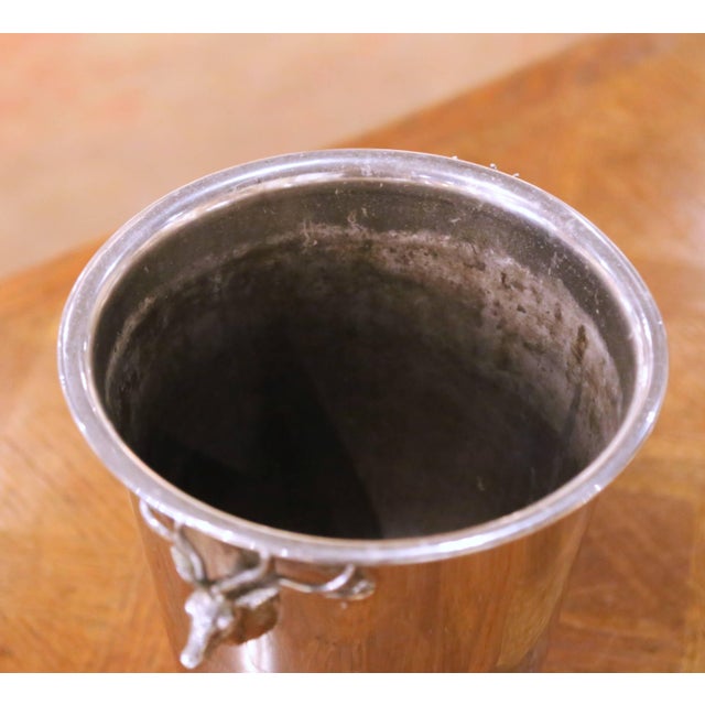 Mid 20th Century Mid-Century French Silvered Brass Champagne Bucket With Stag Heads For Sale - Image 5 of 9