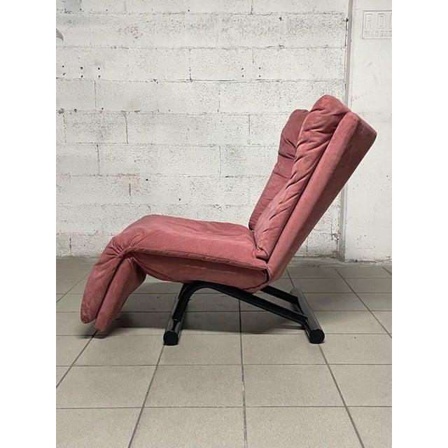 Relaxation Lounge Chair in Red Alcantara from Cinova, 1980s For Sale - Image 3 of 18