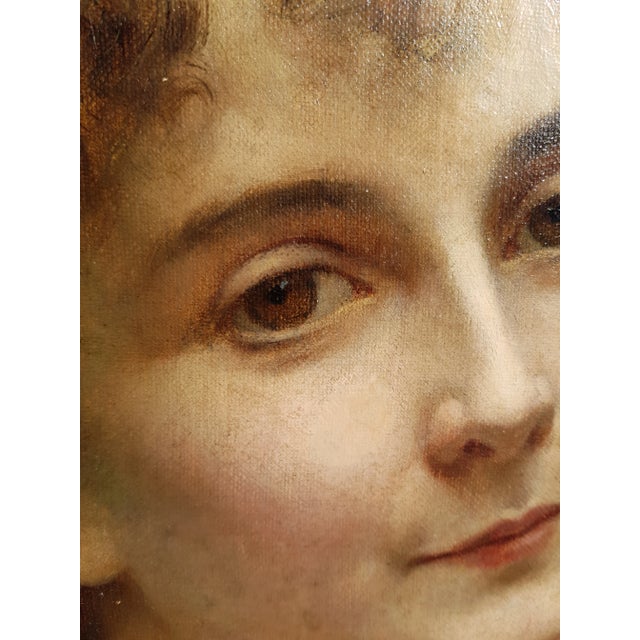 Chantron Alexandre-Jacques - Woman Portrait - Oil on Canvas, Framed - 1884 For Sale - Image 11 of 12