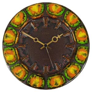 Mid-Century German Brutalist Enameled Wall Clock by Kienzle, 1970s
