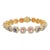 Multi Gemstone and Halo Diamond Hexagon Shape Tennis Bracelet in Yellow Gold For Sale