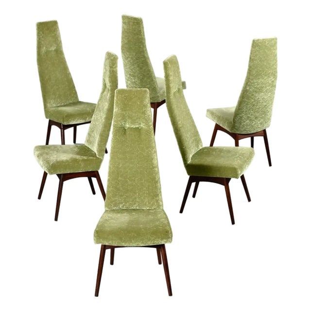 Adrian Pearsall 6 Green High Back 2051 C Dining Chairs by Adrian Pearsall for Craft Associates For Sale - Image 4 of 18