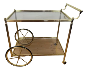 Vintage Brass and Glass Bar Cart, 1960s