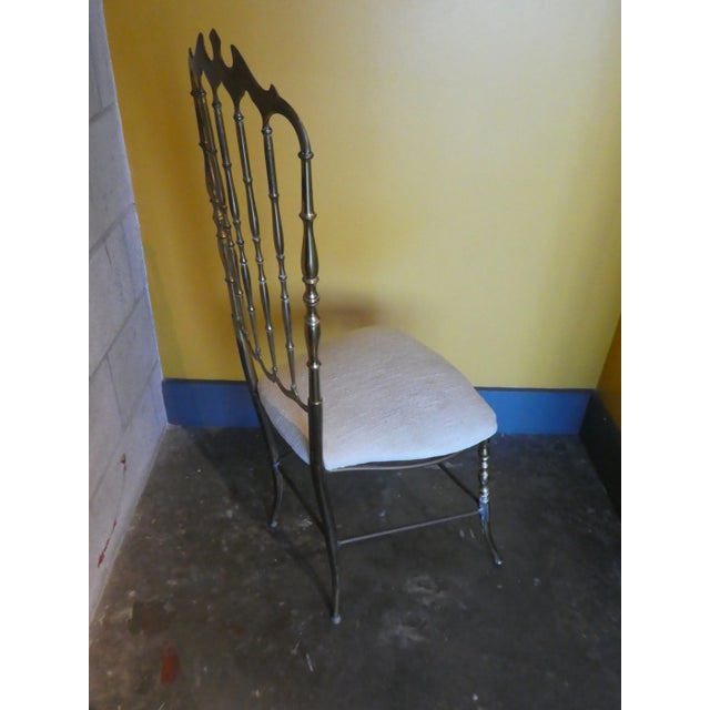 Italian 1960s Vintage Italian Chiavari Flared Leg Exaggerated Back Brass Side Chair For Sale - Image 3 of 12