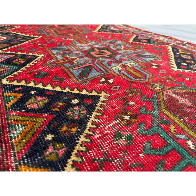 1940s Vintage Caucasian Hand-Knotted Wool Rug For Sale - Image 4 of 8