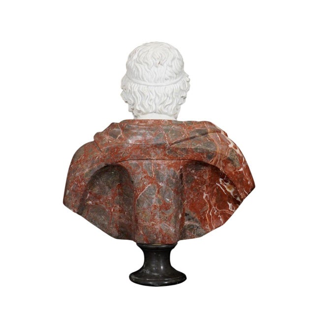 Early 20th C. Italian Marble Bust of Homer, the Legendary Ancient Greek Poet. For Sale - Image 4 of 4