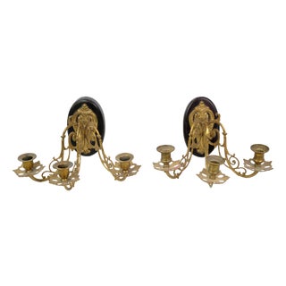 French Wall Candleholders in Bronze, 1930s, Set of 2 For Sale