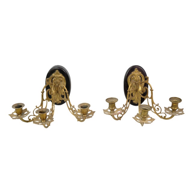 French Wall Candleholders in Bronze, 1930s, Set of 2 For Sale