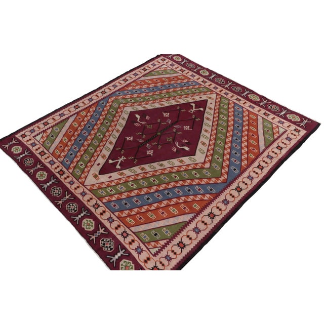 Handwoven in fine wool, a 9x10 antique kilim rug from Turkey, among the most rare additions to our coveted collection....