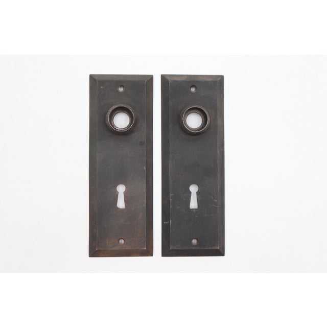 Vintage Classic Black Steel Oval Door Knob Set For Sale - Image 4 of 5