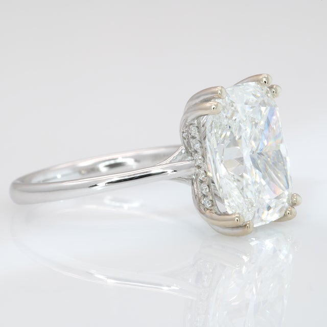 Metal 5Ct Lab Diamond Ring With Sapphire Accent and Natural Diamonds Halo in 14k Gold, Size 6.75 For Sale - Image 7 of 9