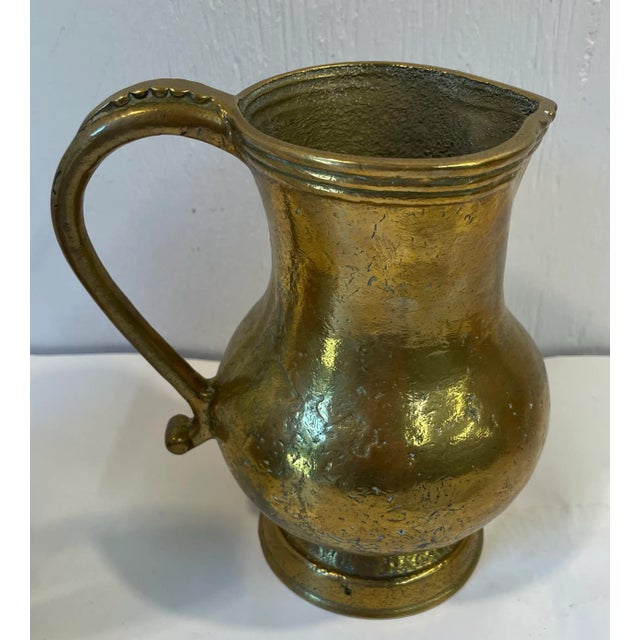 English Vintage Heavy Brass Pitcher For Sale - Image 3 of 7