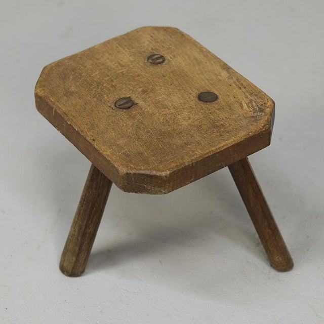 Brown Primitive Wabi Sabi Farmhouse Stool / Side Table For Sale - Image 8 of 9