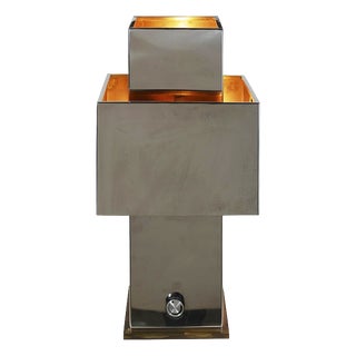 Vintage Love Table Lamp in Stainless Steel and Brass, 1970s For Sale