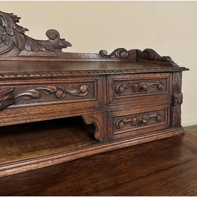 19th Century French Renaissance Hand-Carved Wall Desk For Sale - Image 12 of 12