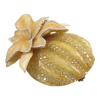 Cilea Paris Fantasy Yellow Pumpkin Resin Pin Brooch For Sale