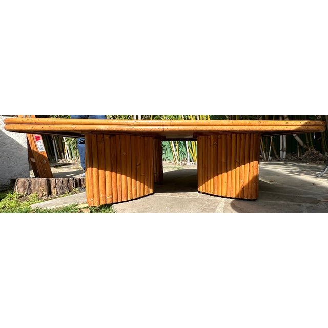 Wood Vintage Split-Reed Rattan Coffee Table – Paul Frankl Style For Sale - Image 7 of 11