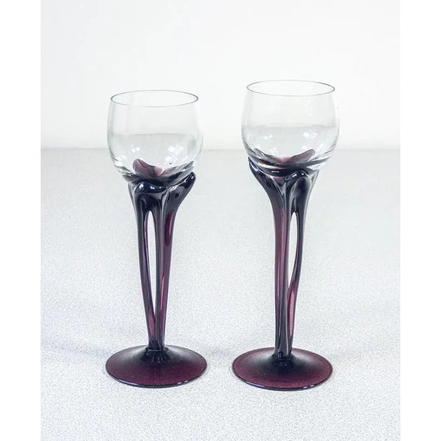 1970s Blown Glass Goblets by Alicja Macocha, Set of 4 For Sale - Image 5 of 9