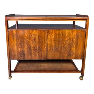 Mid Century Modern John Widdicomb Expanding Bar Cart / Dry Bar / Server For Sale