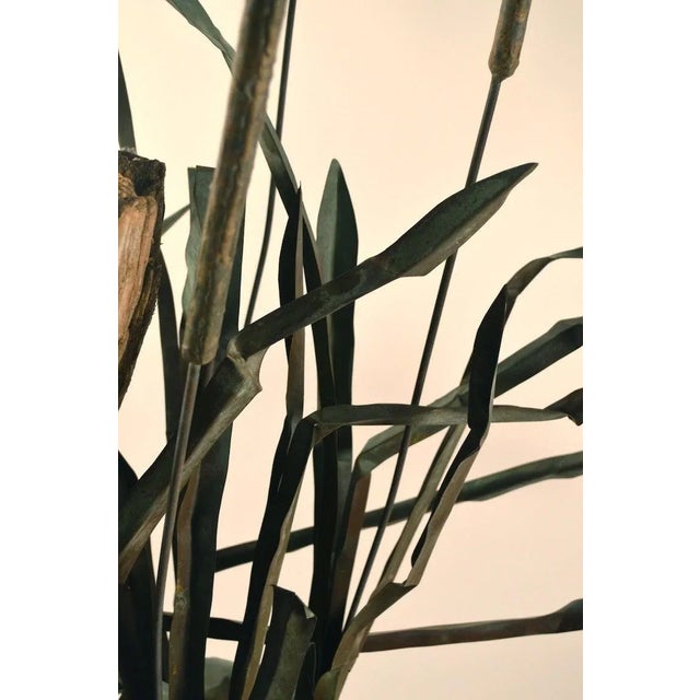 Large Verdigris Copper Cattails and Driftwood Fountain For Sale - Image 9 of 11