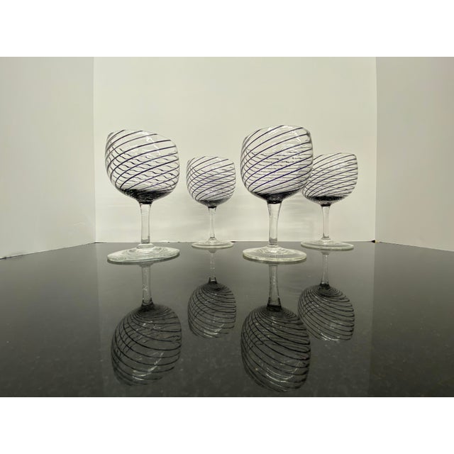 1970s Vintage Hand Blown Wine Glasses - Set of 4 For Sale - Image 5 of 13