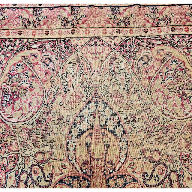 19th Century Persian Kerman Lavar Rug, Hand-Knotted Wool, Floral Pattern, Ivory & Red, 4x6 For Sale - Image 12 of 15