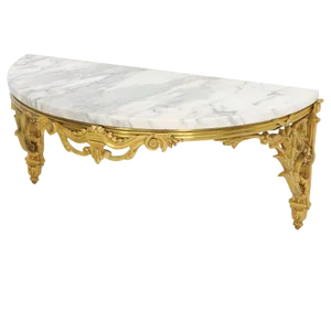 Bronze Marble Top Demilune Console Table