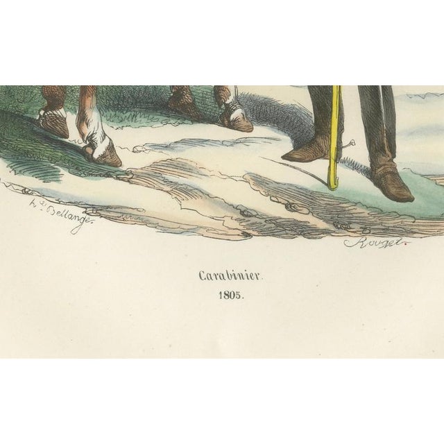 Napoleonic Carabinier 1805, Imperial Guard Heavy Cavalry Print : This original hand-coloured 19th-century engraving...