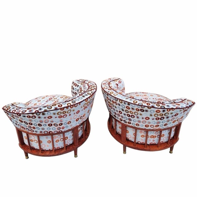 Mid-Century Modern Mid Century Modern Atomic Barrel Back Lounge Chairs Newly Reupholstered - Pair For Sale - Image 3 of 12