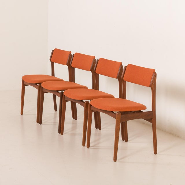 Erik Buch Vintage Danish Teak and Wool Chairs by Erik Buch, 1960s, Set of 4 For Sale - Image 4 of 18