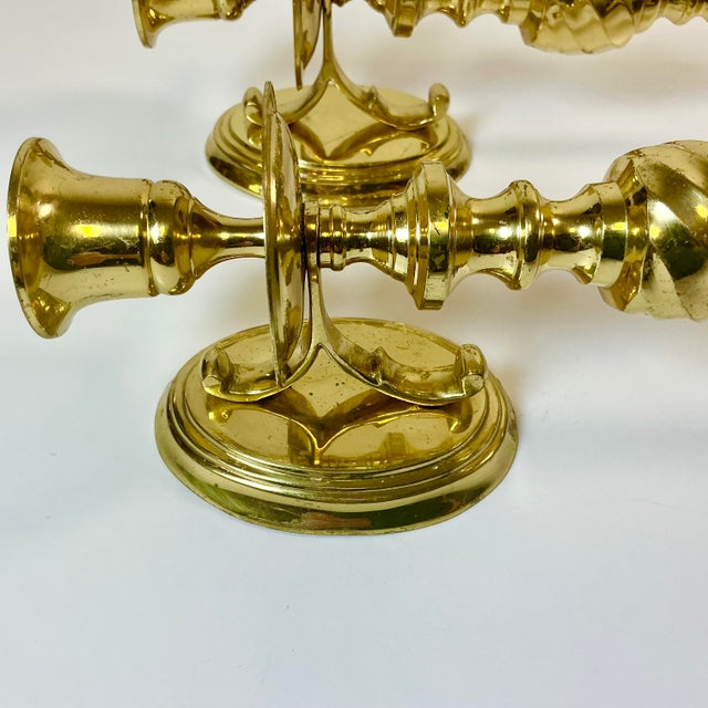 Mid-Century Federal Traditional Brass Wall Candle Holder Sconces - A Pair For Sale - Image 10 of 16