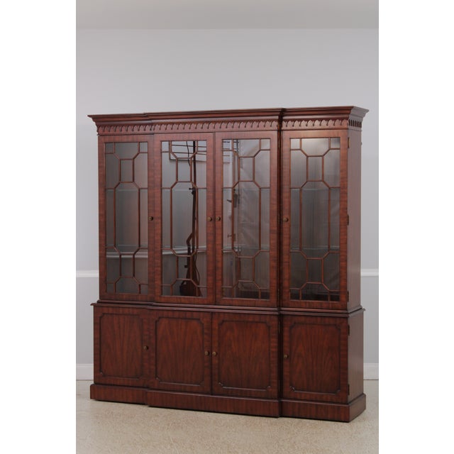 Traditional Maitland Smith Mahogany Georgian Style Breakfront For Sale - Image 3 of 18