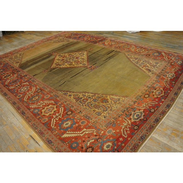 Splendid Camel and Red Color With Medallion Antique Persian Bakshaiesh Rug For Sale - Image 10 of 12