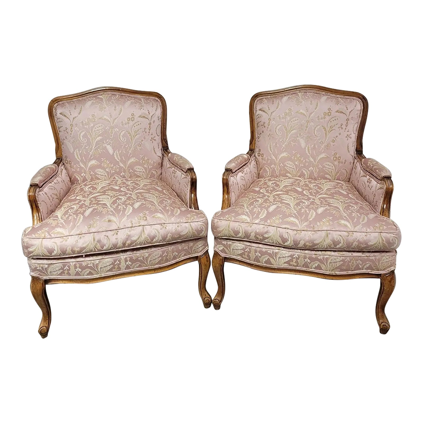 Pair of French Provential Louis XV Bergere Chairs With Feather Down ...