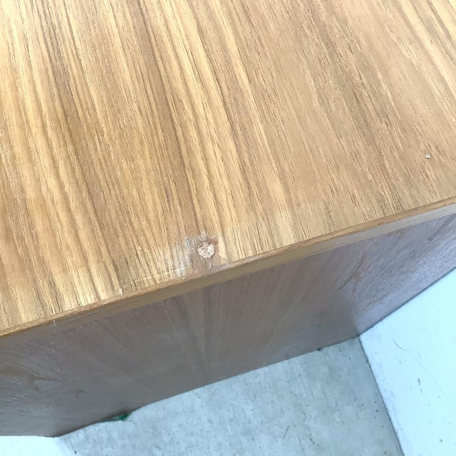 Vintage Scandinavian Modern Teak Credenza Media Cabinet With Sliding Doors For Sale - Image 16 of 17