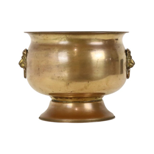 Early 20th Century Antique Brass Jardinière with Lion Heads For Sale - Image 16 of 16