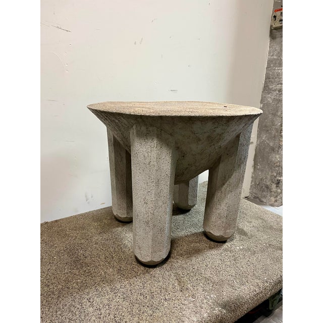 Gray Brutalist Stone Concrete Outdoor Table Pedestal Form For Sale - Image 8 of 11