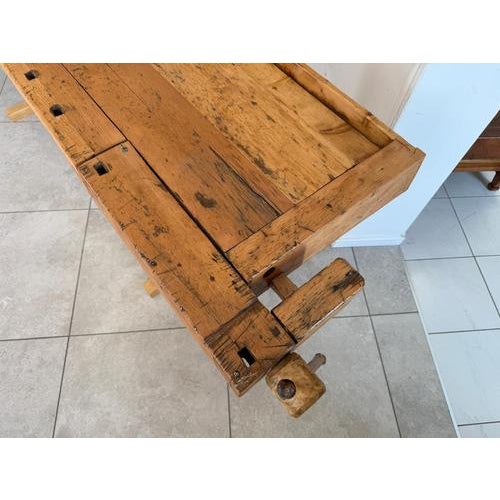 Wood Functional Workbench or Kitchen Table For Sale - Image 7 of 14