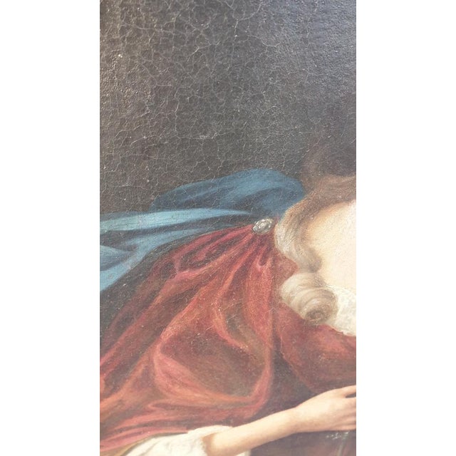 Oval Portrait of Lady with a Fan, 18th Century, Oil on Canvas, Framed For Sale - Image 10 of 17