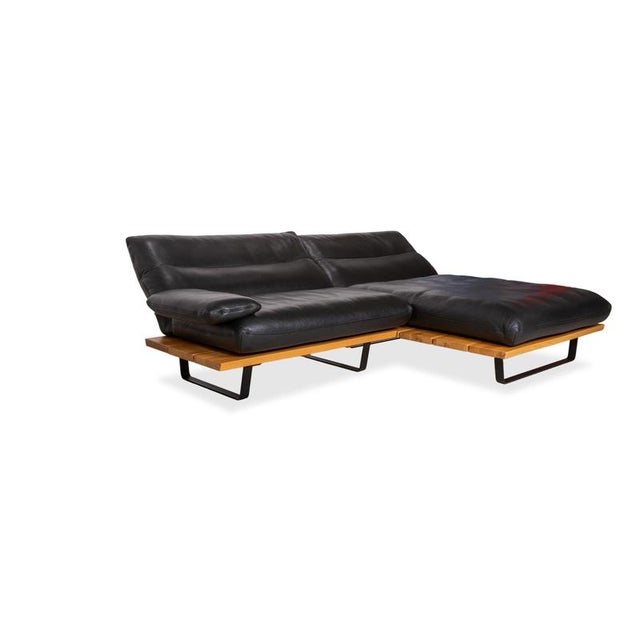 Modern Koinor Marylin Leather Corner Sofa Black Wood Manual Function Sofa Couch For Sale - Image 3 of 13