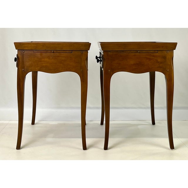 Baker Furniture Company Pair of Vintage Baker Furniture French Country Side Tables With Candle Slides For Sale - Image 4 of 17