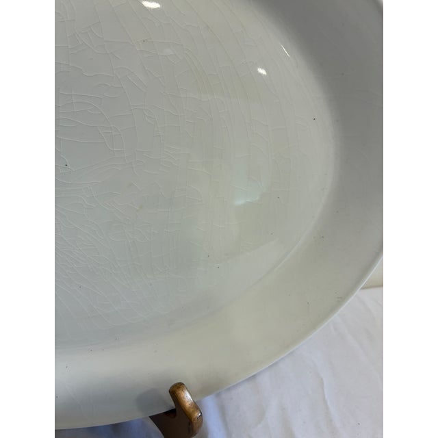 Farmhouse Vintage Johnson Brothers White Ironstone Oval Platter, England For Sale - Image 3 of 10