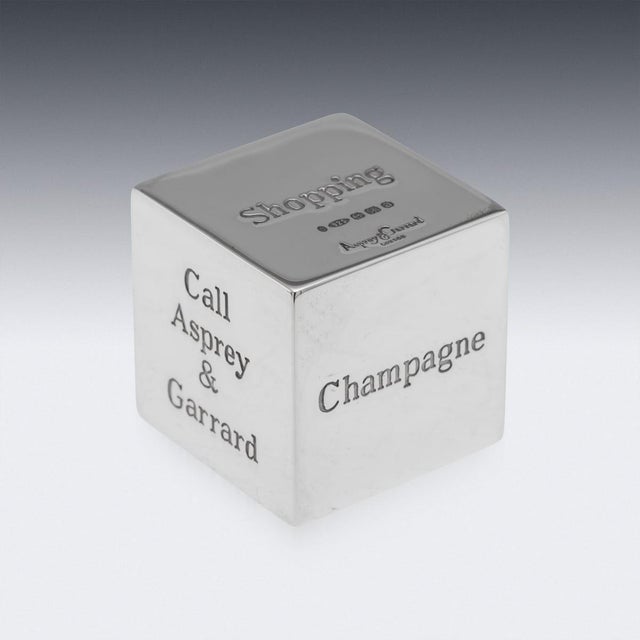 Vintage English Silver Decisions Dice from Asprey & Garrard, 2000 For Sale - Image 3 of 9