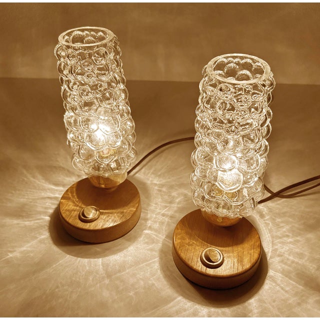 Metal Vintage Bubble Glass Table Lamps, 1970s, Set of 2 For Sale - Image 7 of 14
