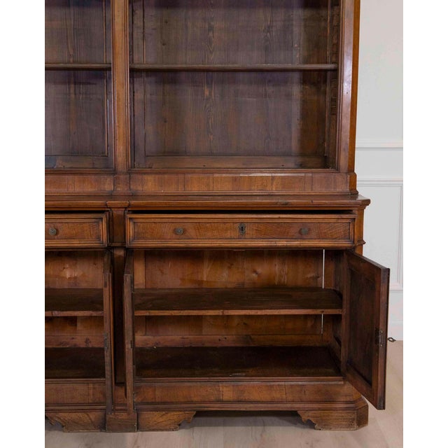 Italian 19th Century Walnut Bookcase with Architectural Design For Sale - Image 13 of 13